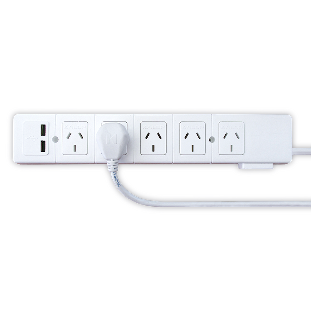 PROLONGADOR 5 TOMAS 1.5m CON USB BLANCO KALOP