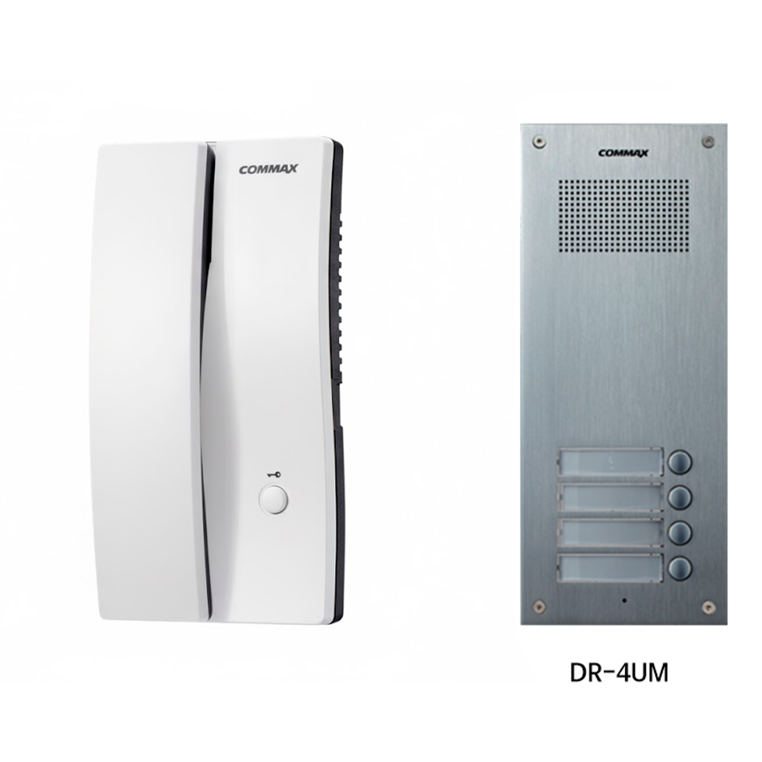 COMMAX 4 TELEFONOS + FRENTE 4 PORTEROS CON TRANSFORMADOR KIT4UM