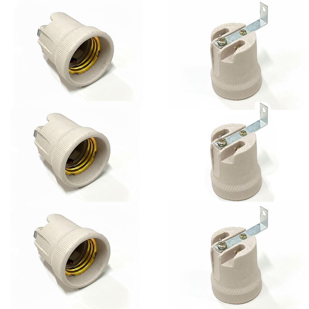 KIT PORTALAMPARA E27 x3 CERAMICO