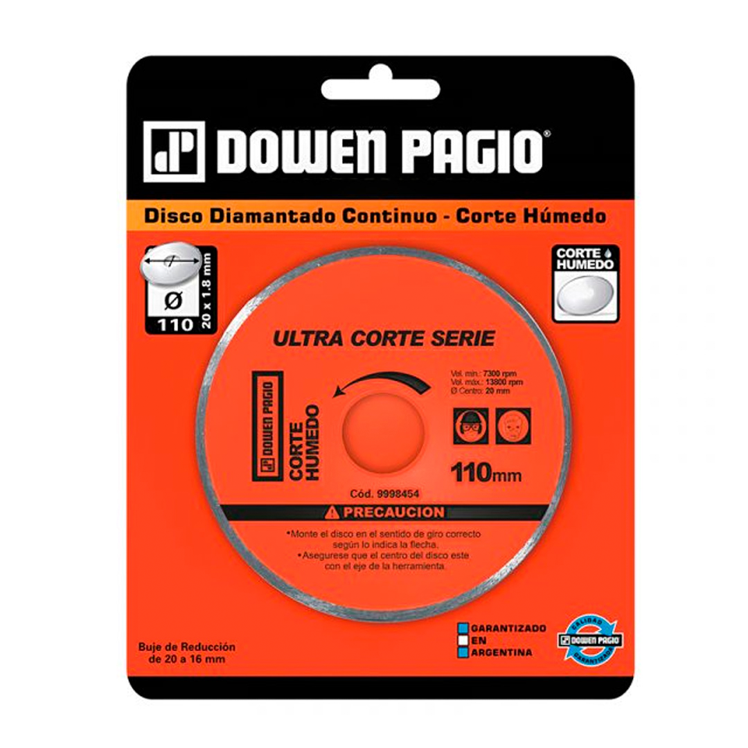 DISCO DIAMANTADO 110 CORTE HUMEDO DOWEN PAGIO
