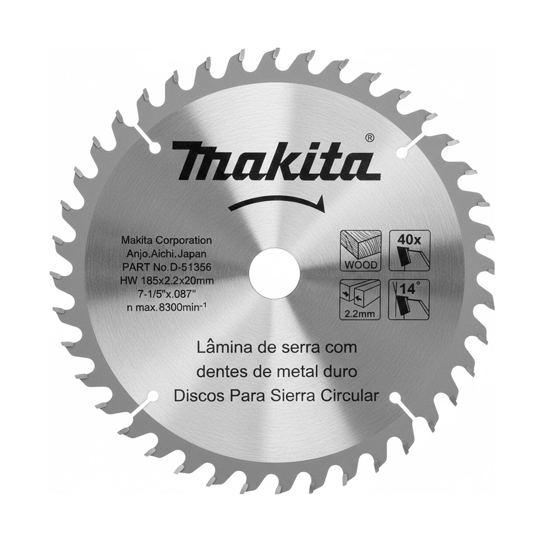 DISCO PARA MADERA 185mm MAKITA 40X D-51356