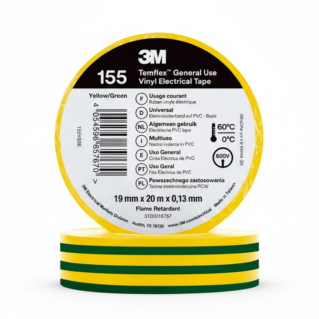 CINTA AISLADORA 3M1550 20m VERDE/AMARILLA