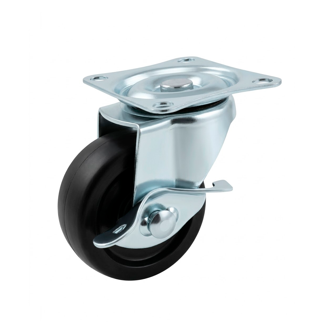 RUEDA CON BASE 50mm CON BOLILLERO Y FRENO 'Z'