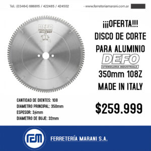 OFERTA-DISCO 350mm 180Z DEFO ITALY